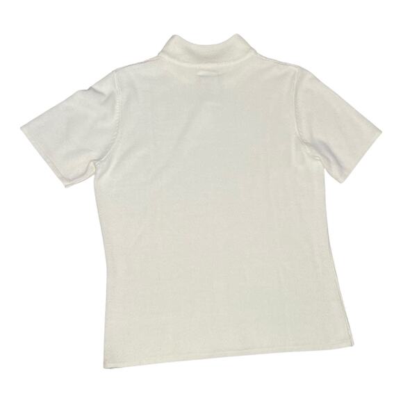 Vintage 90s Buttercream Mock Neck Cable Knit Sweater Womens Sz M LuxeLon Acrylic - Picture 6 of 7